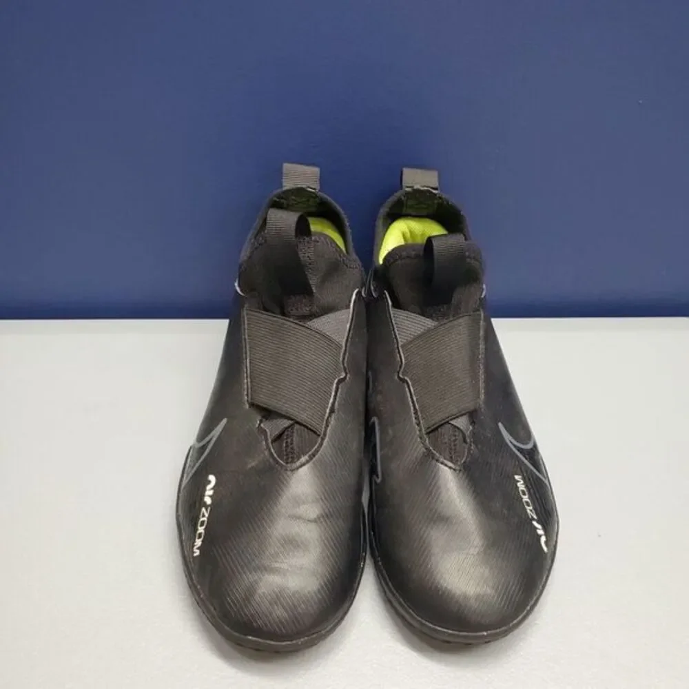 Nike Air Zoom Vapor Football Shoes Youth Sz 4.5 Black Leather Slip On DJ5619-001